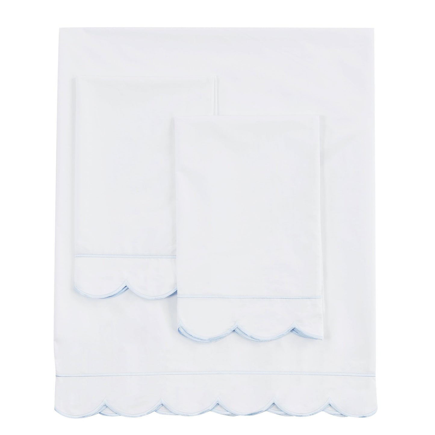 Scallop Frame Embroidered Cotton Percale Sheet Set - mosswell.us