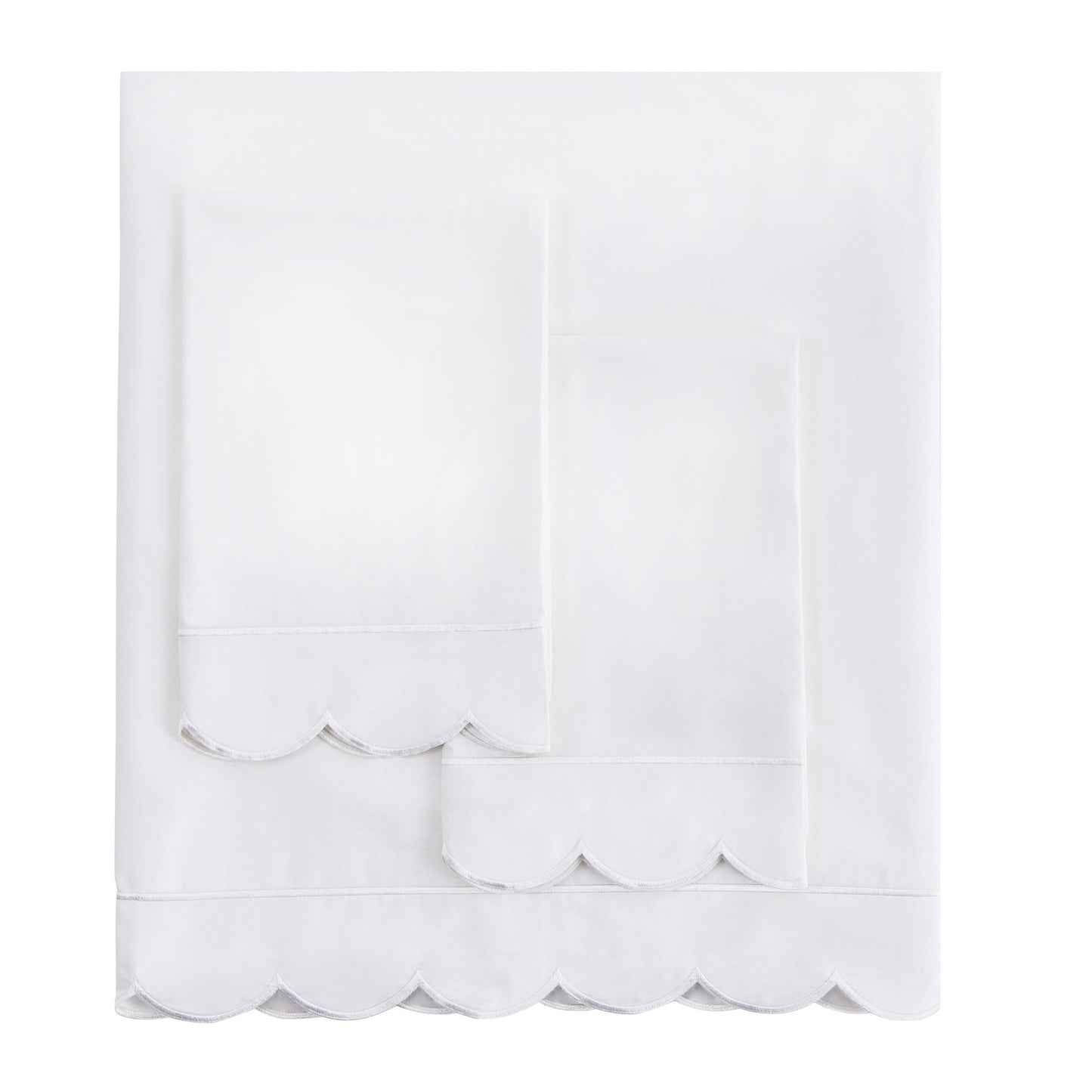 Scallop Frame Embroidered Cotton Percale Sheet Set - mosswell.us