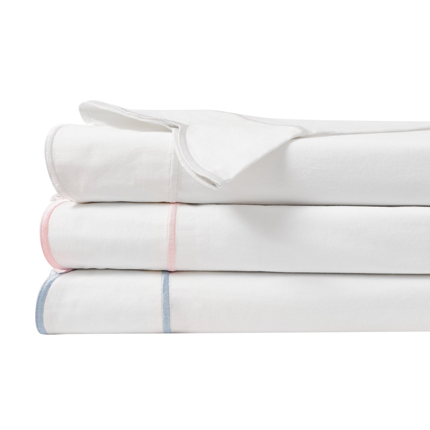 Scallop Frame Embroidered Cotton Percale Sheet Set - mosswell.us
