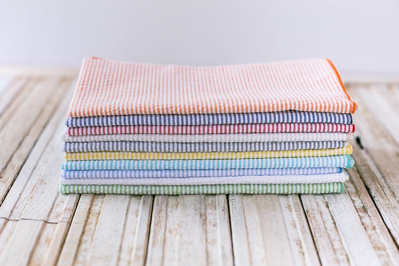 Seersucker Cloth Napkins - Vibrant, Easy - Care - set of eight - mosswell.us