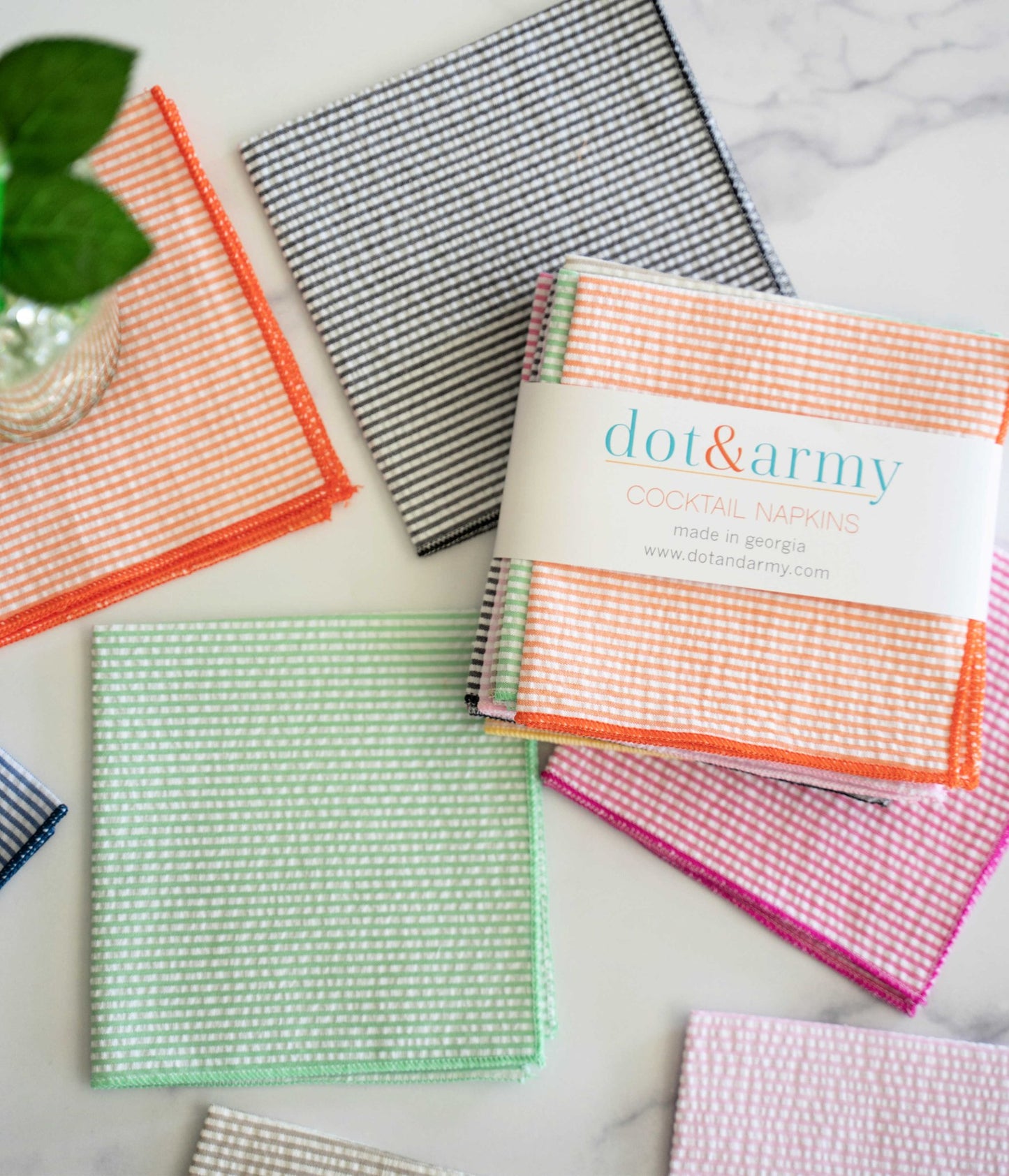 Seersucker Cloth Napkins - Vibrant, Easy - Care - set of eight - mosswell.us