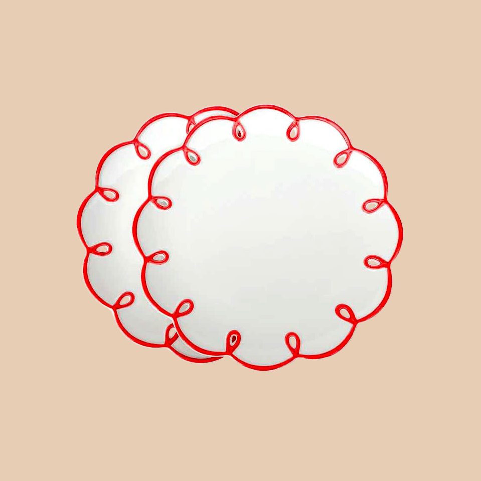 Set of 2 Cloud Ceramic Dinner Plates - Cute Whimsical Eclectic