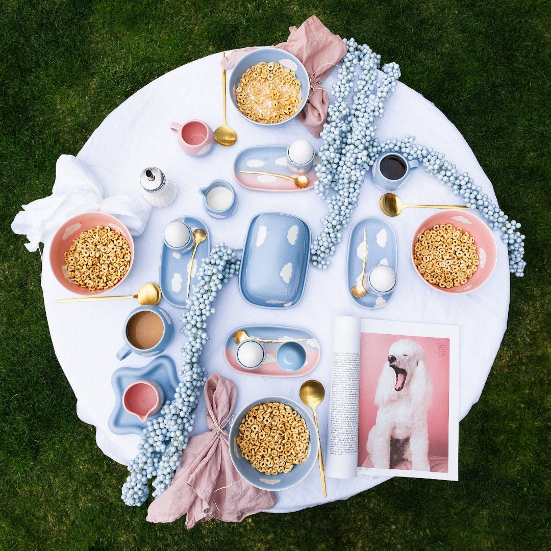 Set of 4 Blue Mini Bowl 4" stoneware ceramic — Cloud Collection - mosswell.us