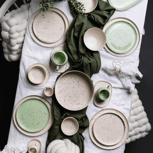 Set of 6 White Dinner Plates 11" stoneware ceramic — Party Collection - mosswell.us