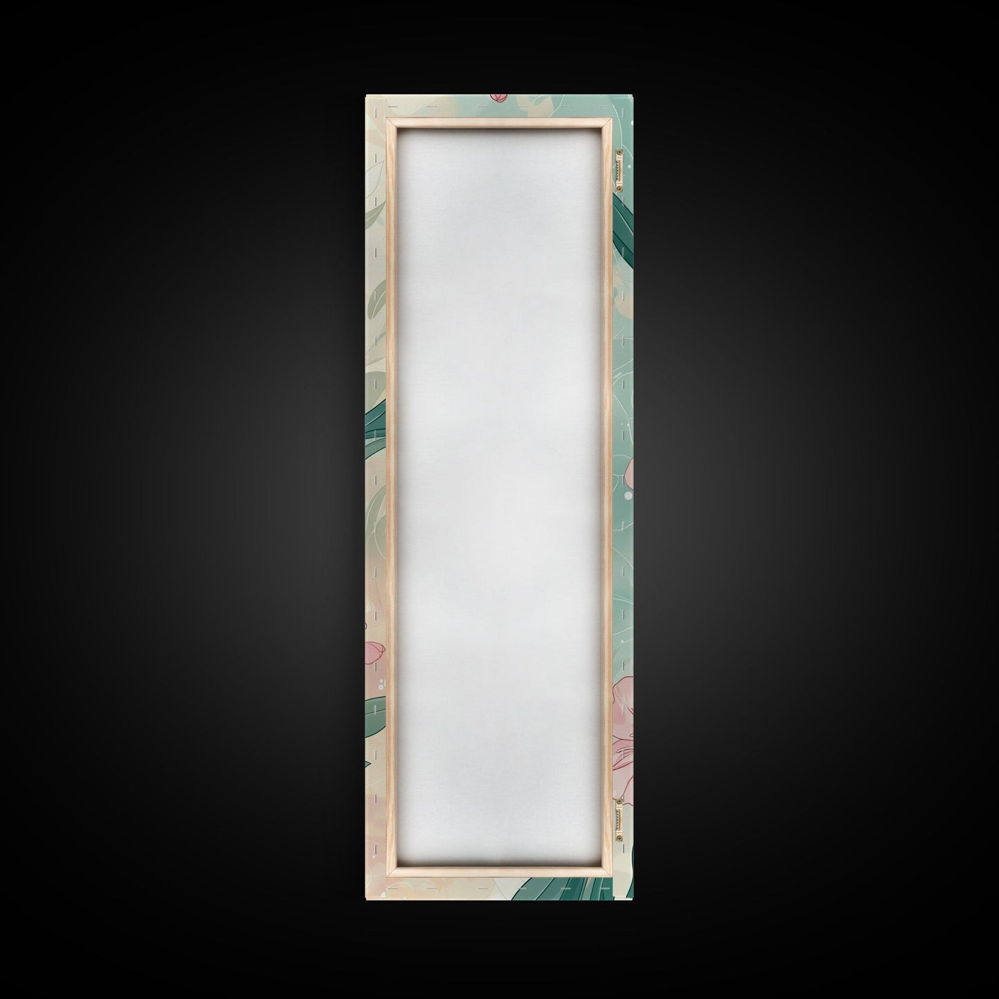 Skinny Art Pink Oleander Flowers In Japanese Style Wood Block Print Elegant Pastel Hues On Framed Canvas Print, Tall Art Ukiyo - e - mosswell.us