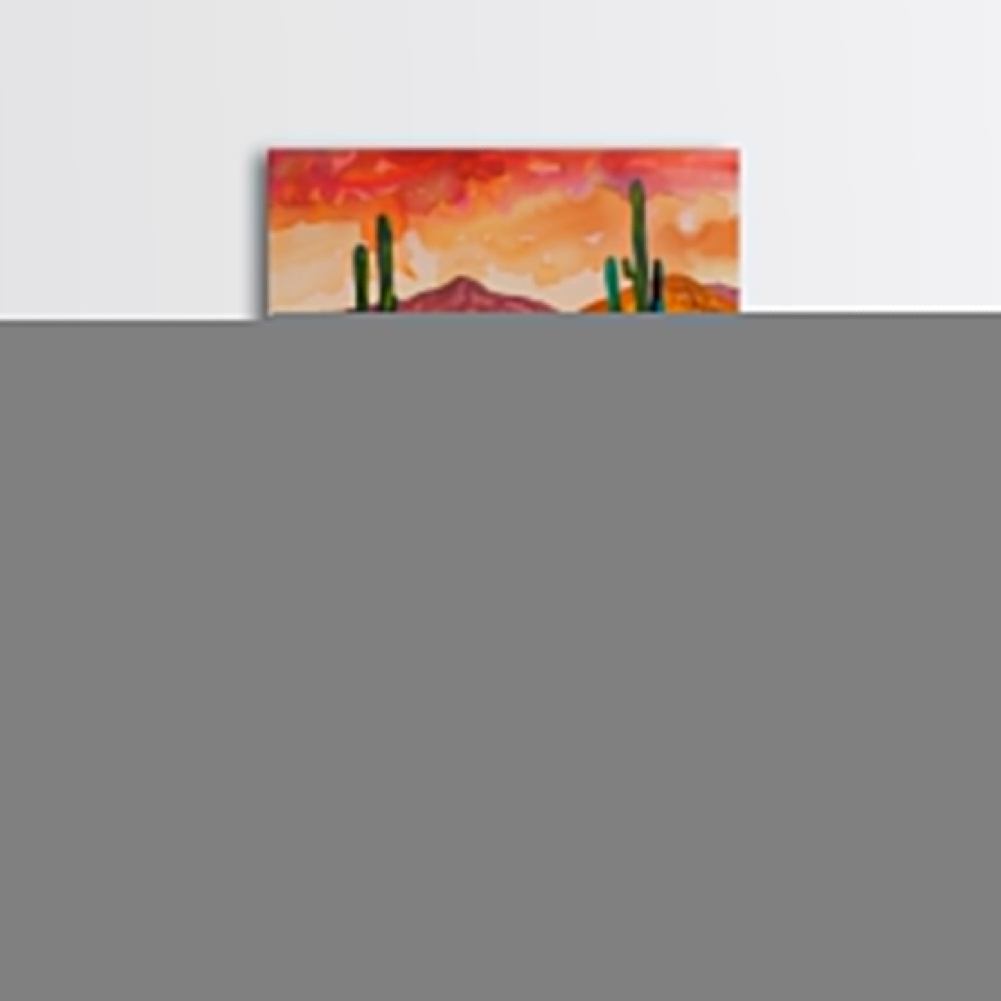 Southwest Desert Landscape with Cacti and Flowers, Colorful Wall Art for Living Room or Bedroom, Framed Canvas Print - mosswell.us
