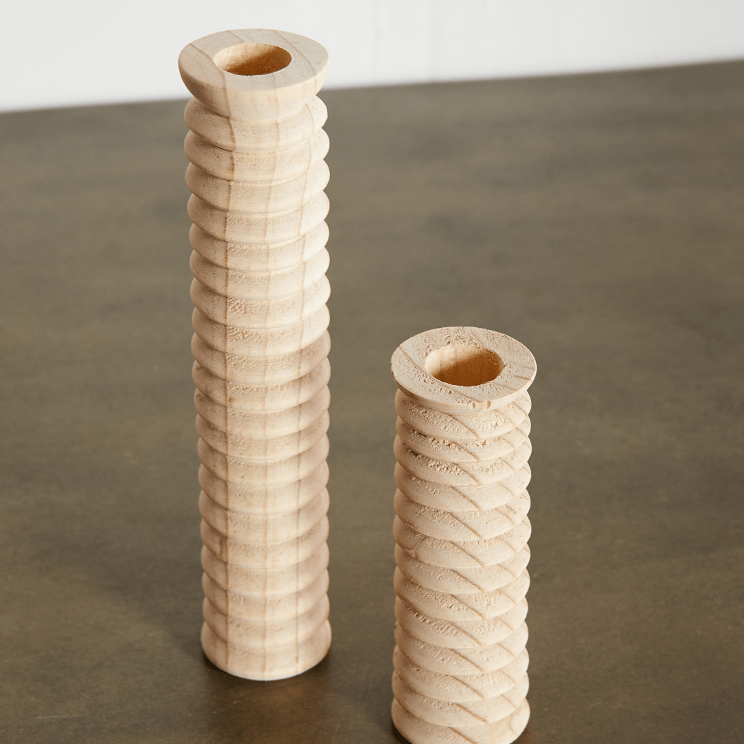 Spiral Pine Modern Wood Candle Candlestick Holder - mosswell.us