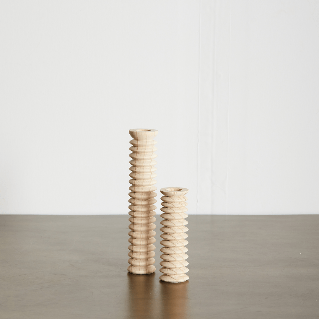 Spiral Pine Modern Wood Candle Candlestick Holder - mosswell.us
