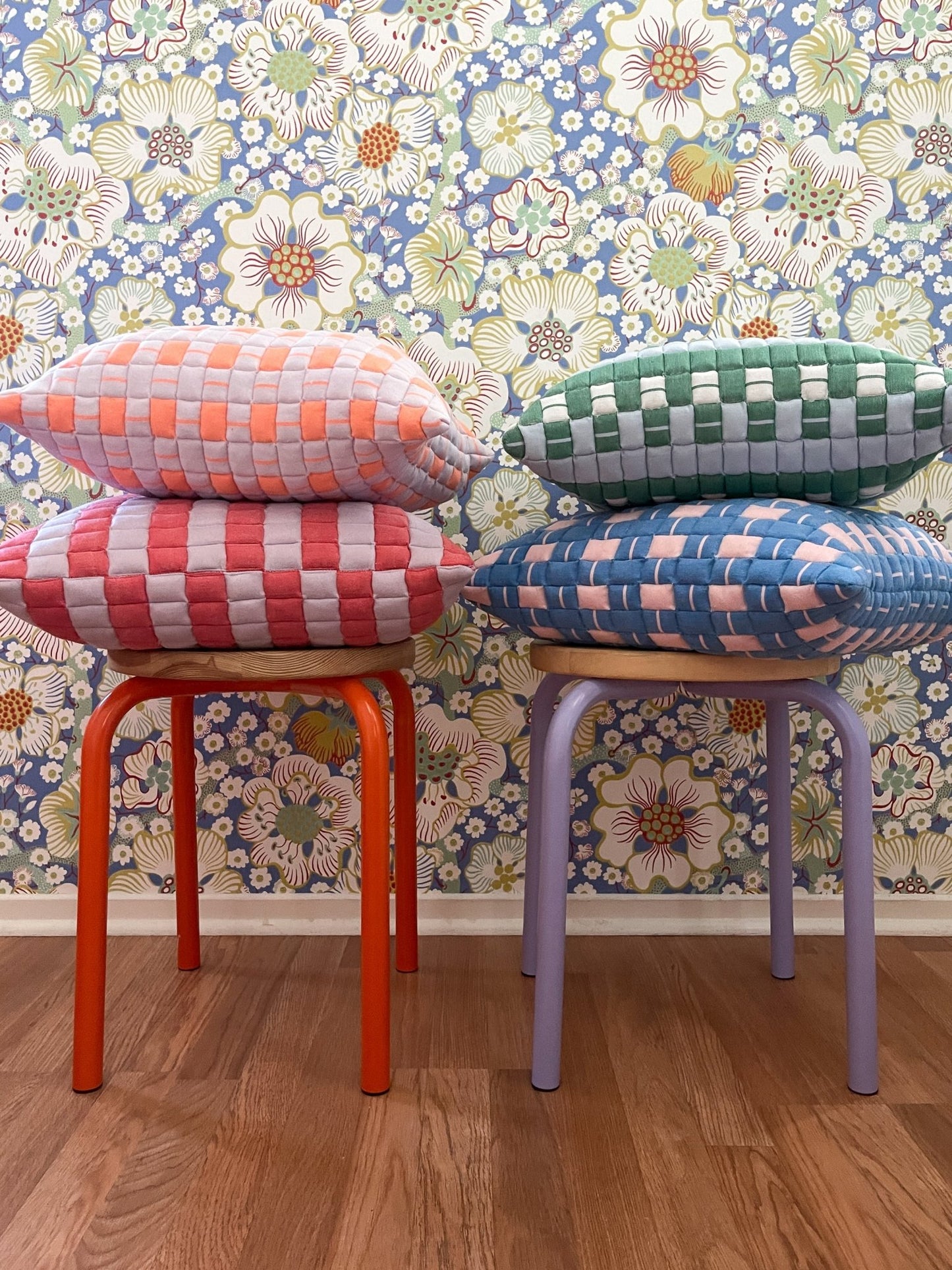 Sujani Quilted Pillow — Baby Blue, White and Green - mosswell.us