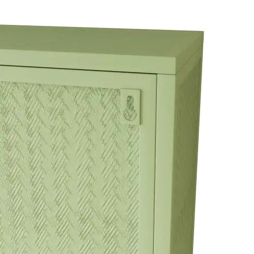 Glass Door Modern Two-door Wall Cabinet, Wall Cabinet With Characteristic Woven Pattern, Green Unavailable Platforms- Temu