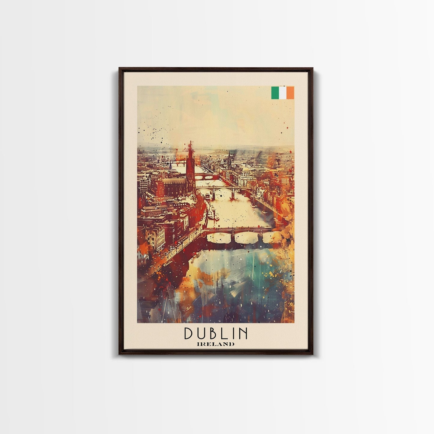 Vibrant Dublin, Ireland Framed Canvas Print. Perfect Wall Art for Living Room or Bedroom Decor, Captivating Travel Poster Art. - mosswell.us