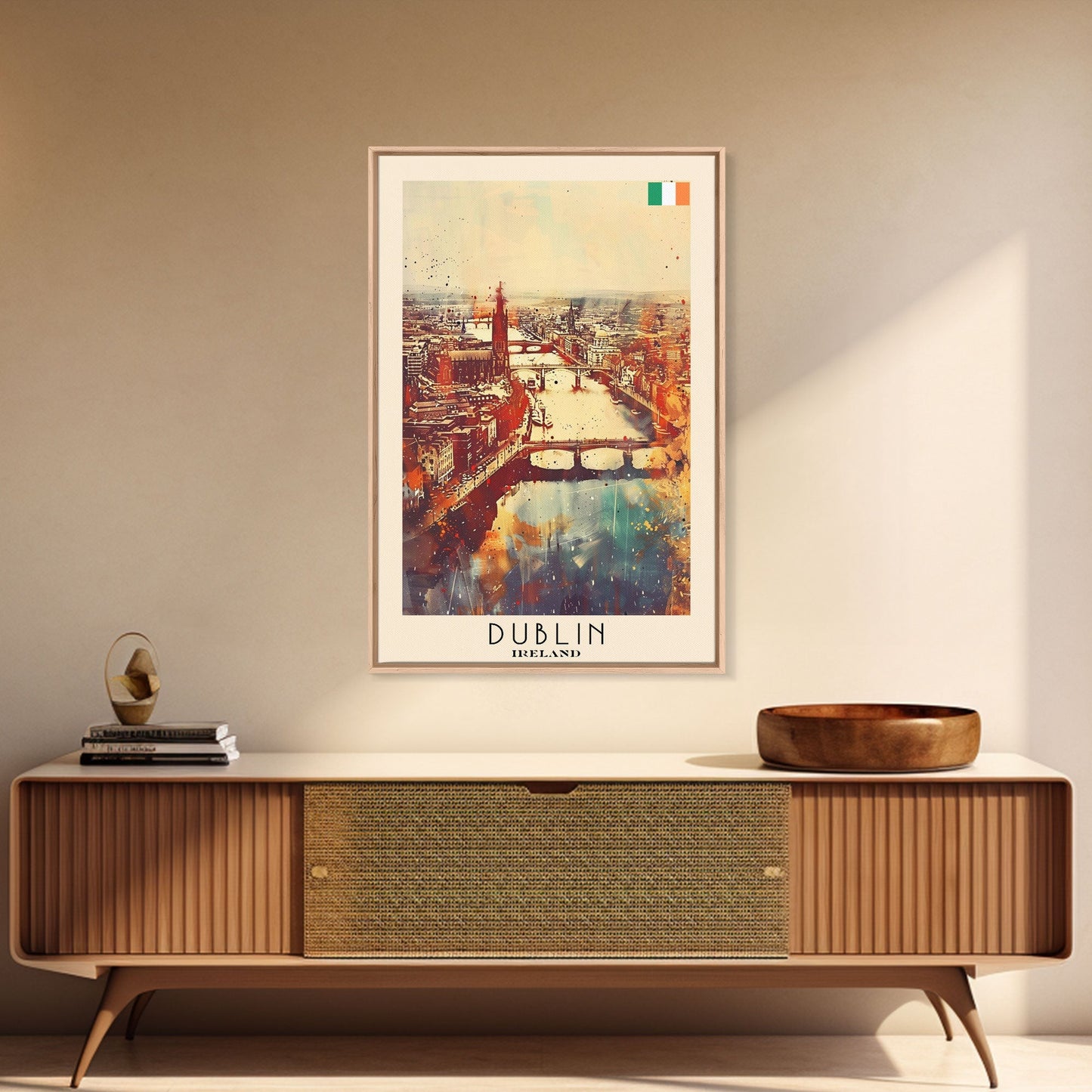 Vibrant Dublin, Ireland Framed Canvas Print. Perfect Wall Art for Living Room or Bedroom Decor, Captivating Travel Poster Art. - mosswell.us