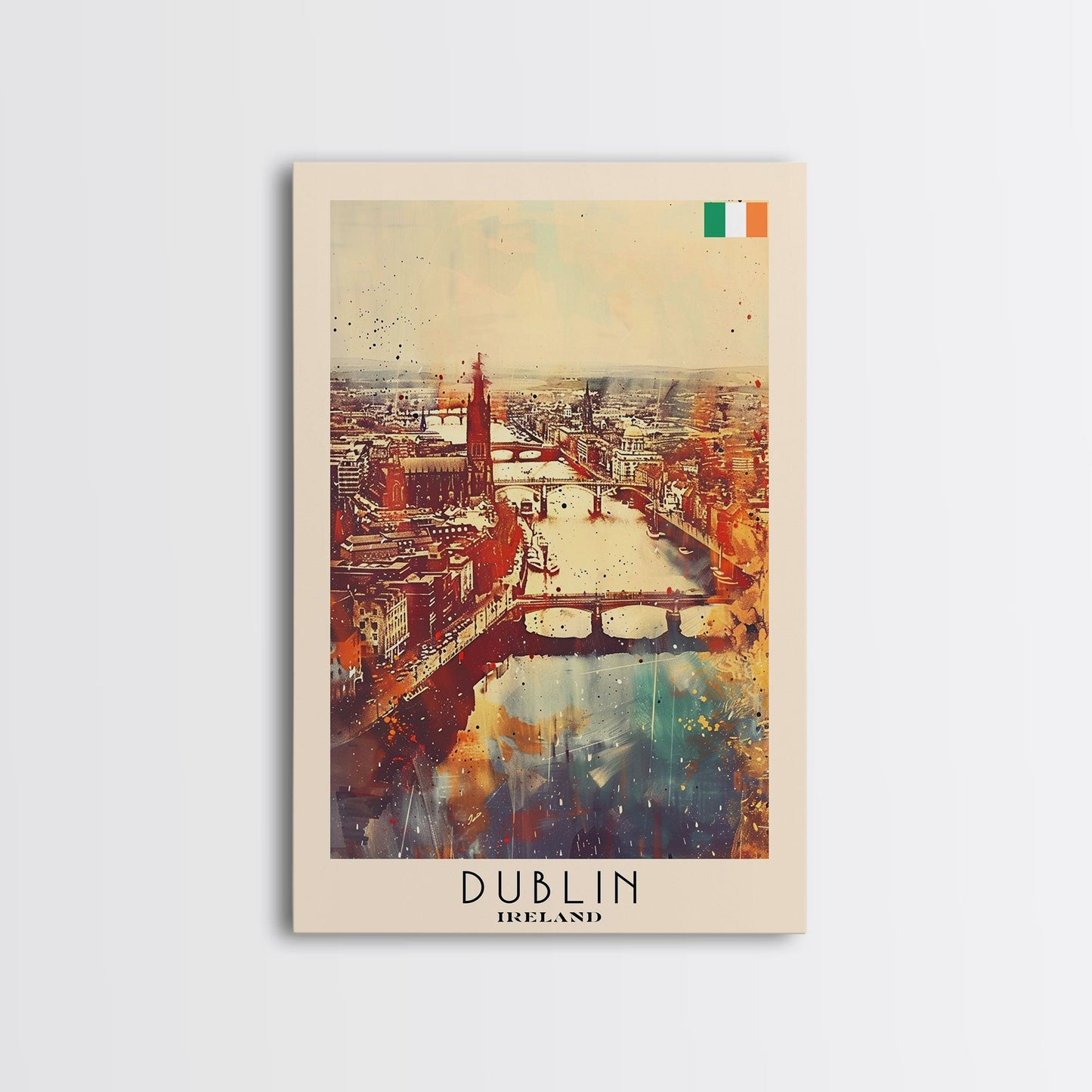 Vibrant Dublin, Ireland Framed Canvas Print. Perfect Wall Art for Living Room or Bedroom Decor, Captivating Travel Poster Art. - mosswell.us