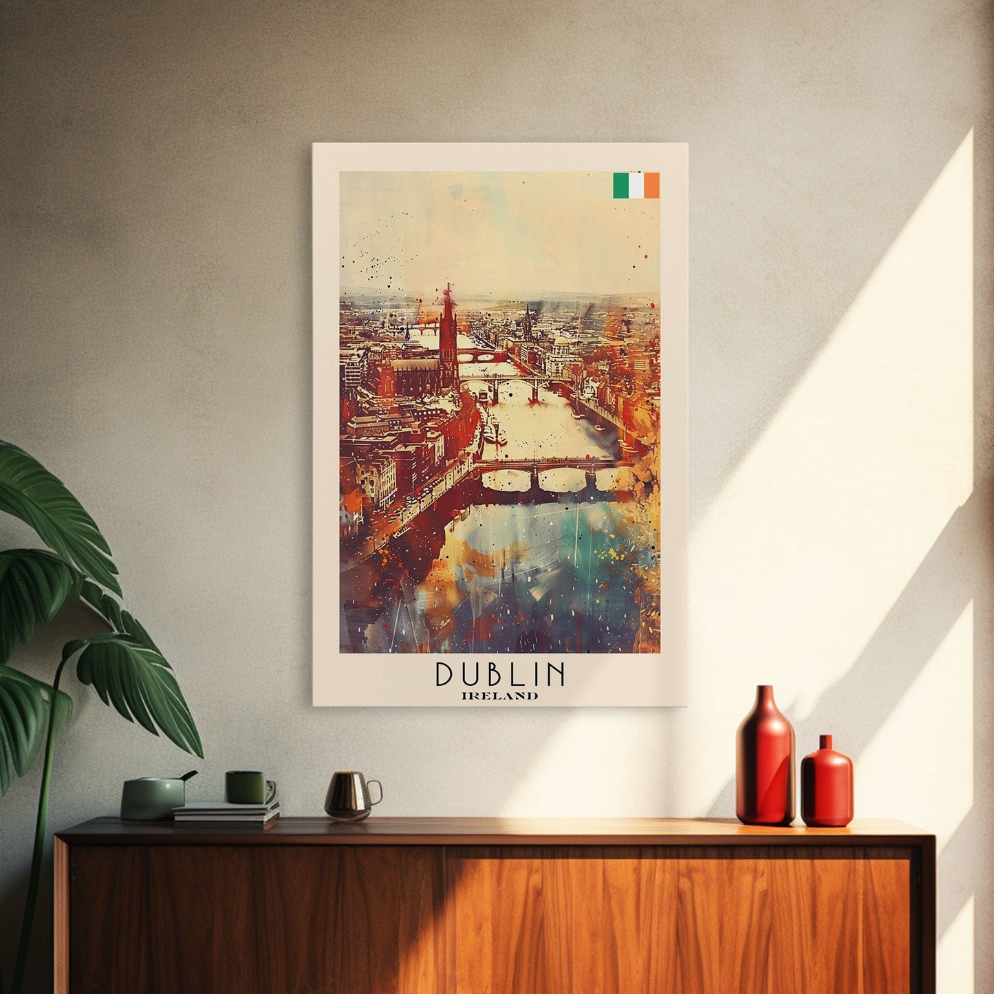 Vibrant Dublin, Ireland Framed Canvas Print. Perfect Wall Art for Living Room or Bedroom Decor, Captivating Travel Poster Art. - mosswell.us