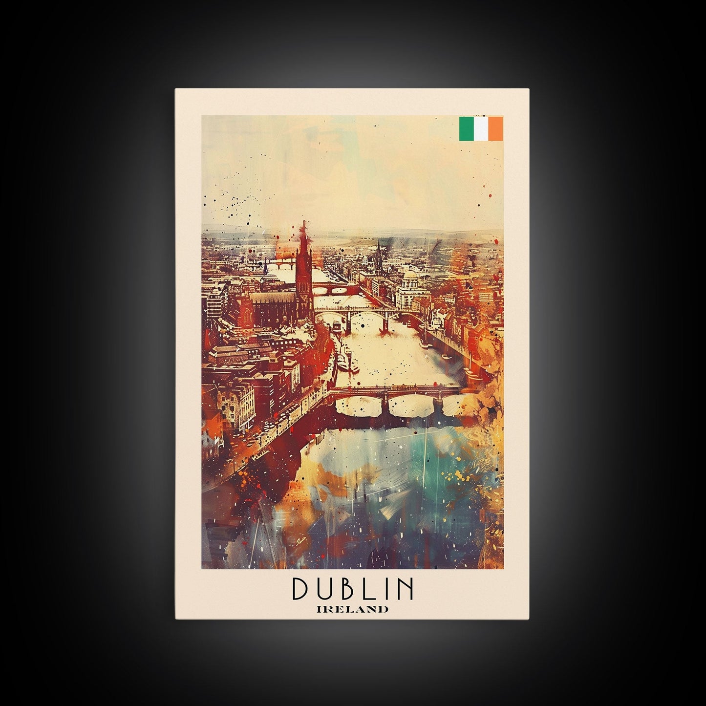 Vibrant Dublin, Ireland Framed Canvas Print. Perfect Wall Art for Living Room or Bedroom Decor, Captivating Travel Poster Art. - mosswell.us