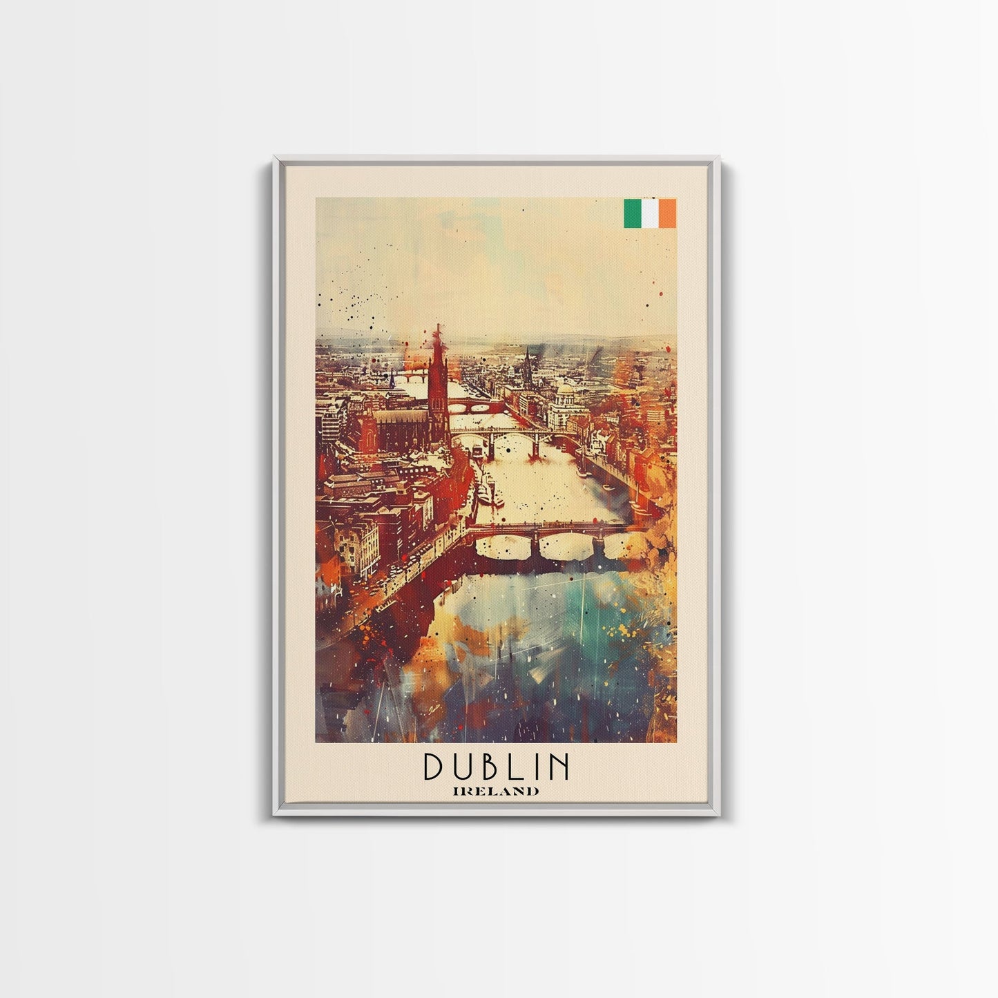 Vibrant Dublin, Ireland Framed Canvas Print. Perfect Wall Art for Living Room or Bedroom Decor, Captivating Travel Poster Art. - mosswell.us