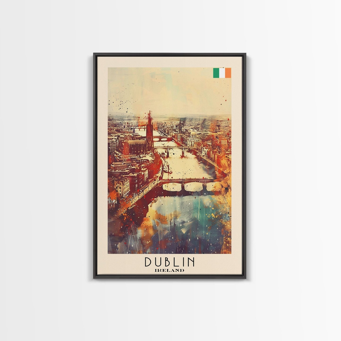 Vibrant Dublin, Ireland Framed Canvas Print. Perfect Wall Art for Living Room or Bedroom Decor, Captivating Travel Poster Art. - mosswell.us