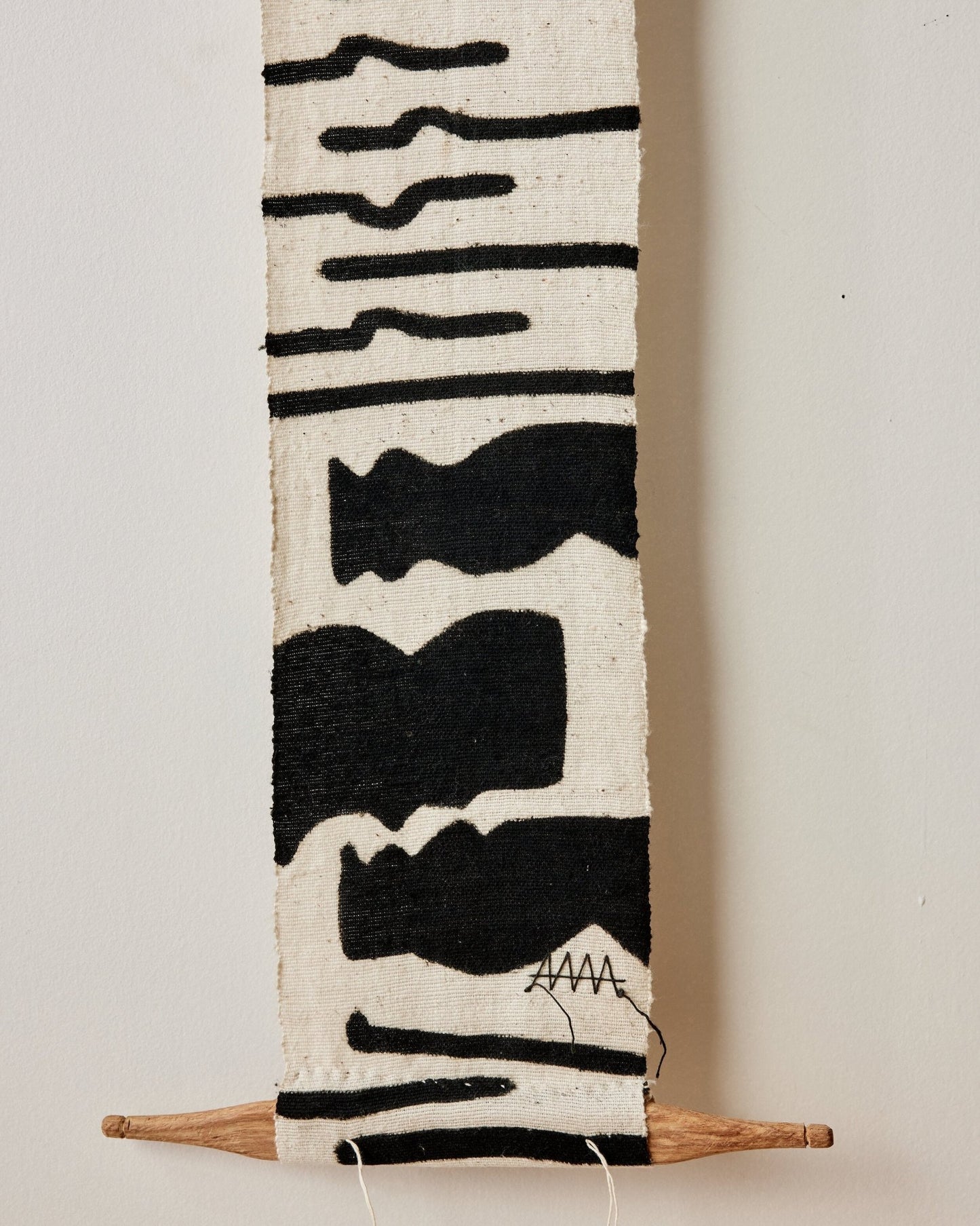 Vibrations Bogolan Wall Totem in White with Black Vibes - mosswell.us