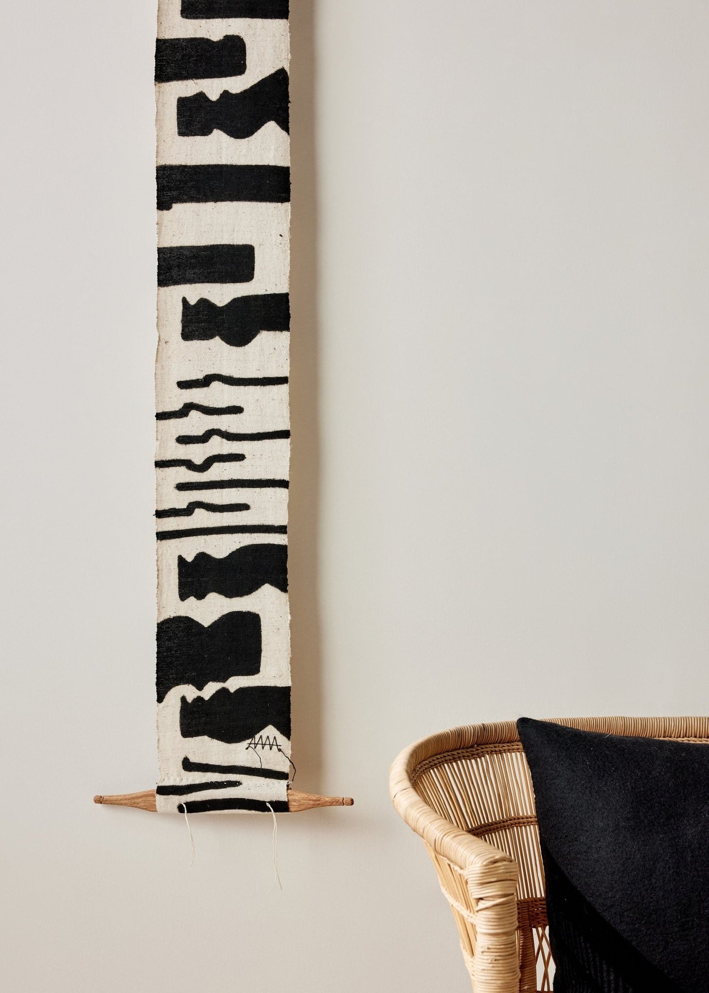 Vibrations Bogolan Wall Totem in White with Black Vibes - mosswell.us