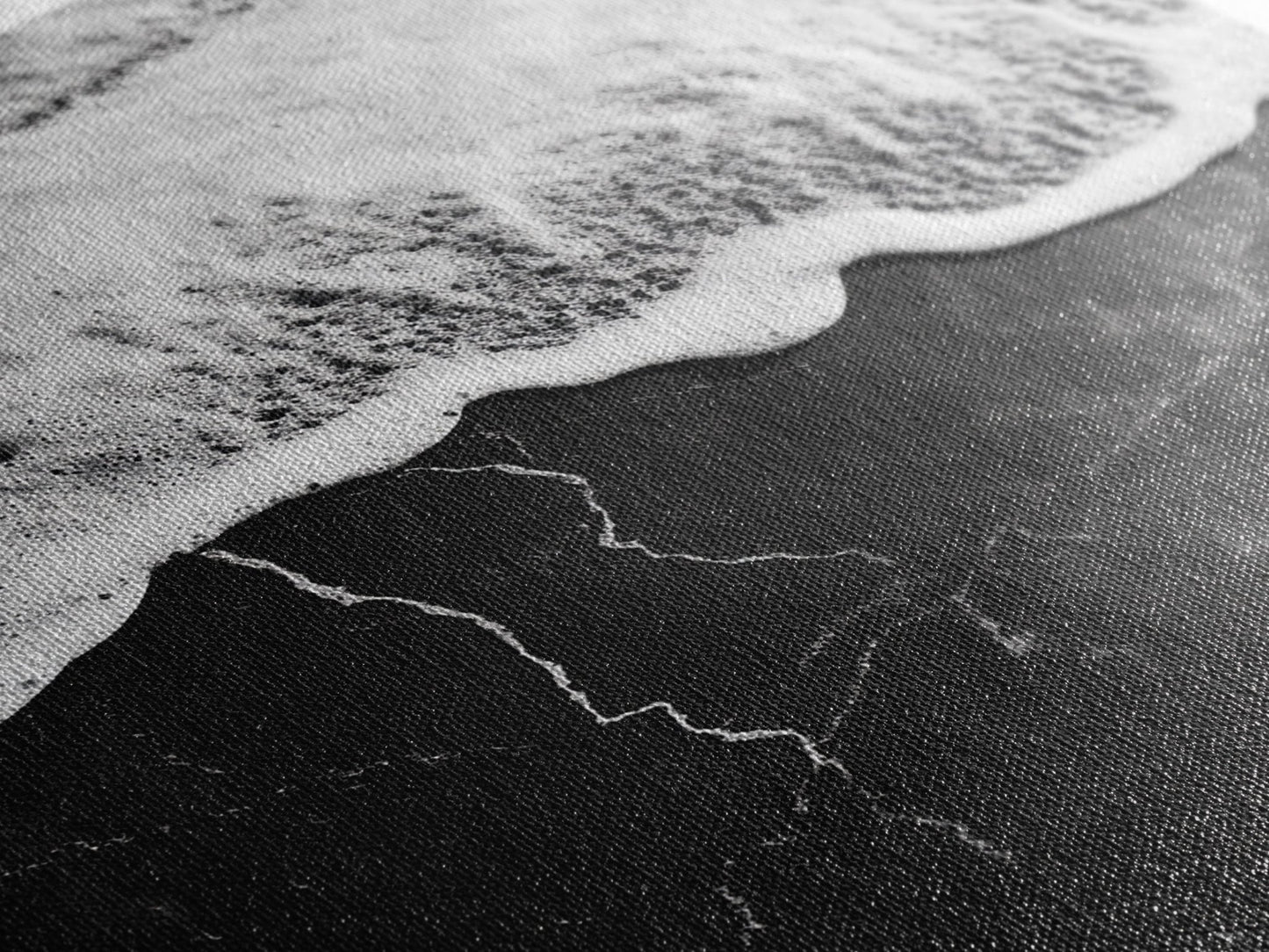 Wave Edge, Cracked Earth, Tide Meets Stone, Nature Contrast, Canvas Print, Abstract Ocean Art, Minimalist Wall Decor, Bathroom Artwork - mosswell.us