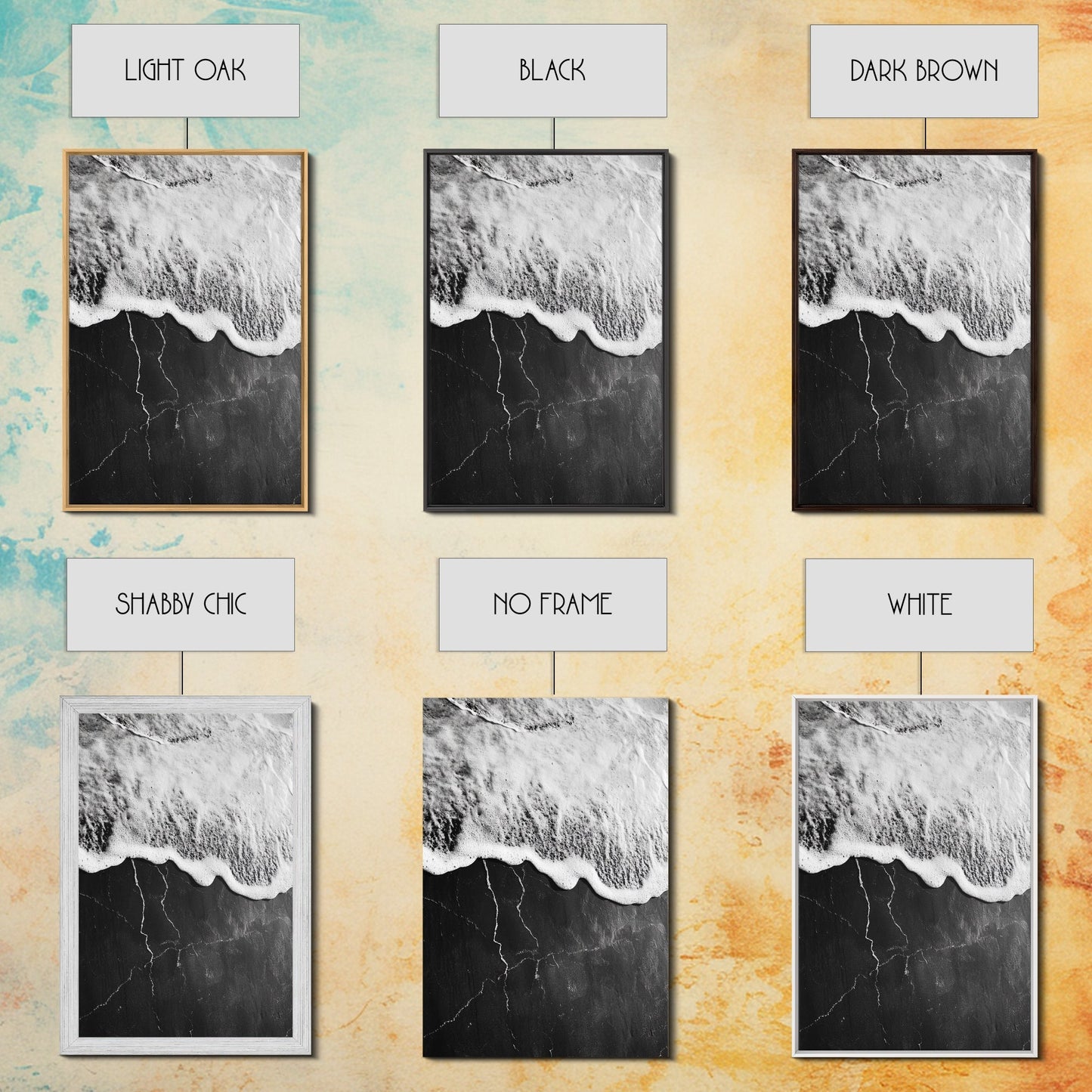 Wave Edge, Cracked Earth, Tide Meets Stone, Nature Contrast, Canvas Print, Abstract Ocean Art, Minimalist Wall Decor, Bathroom Artwork - mosswell.us