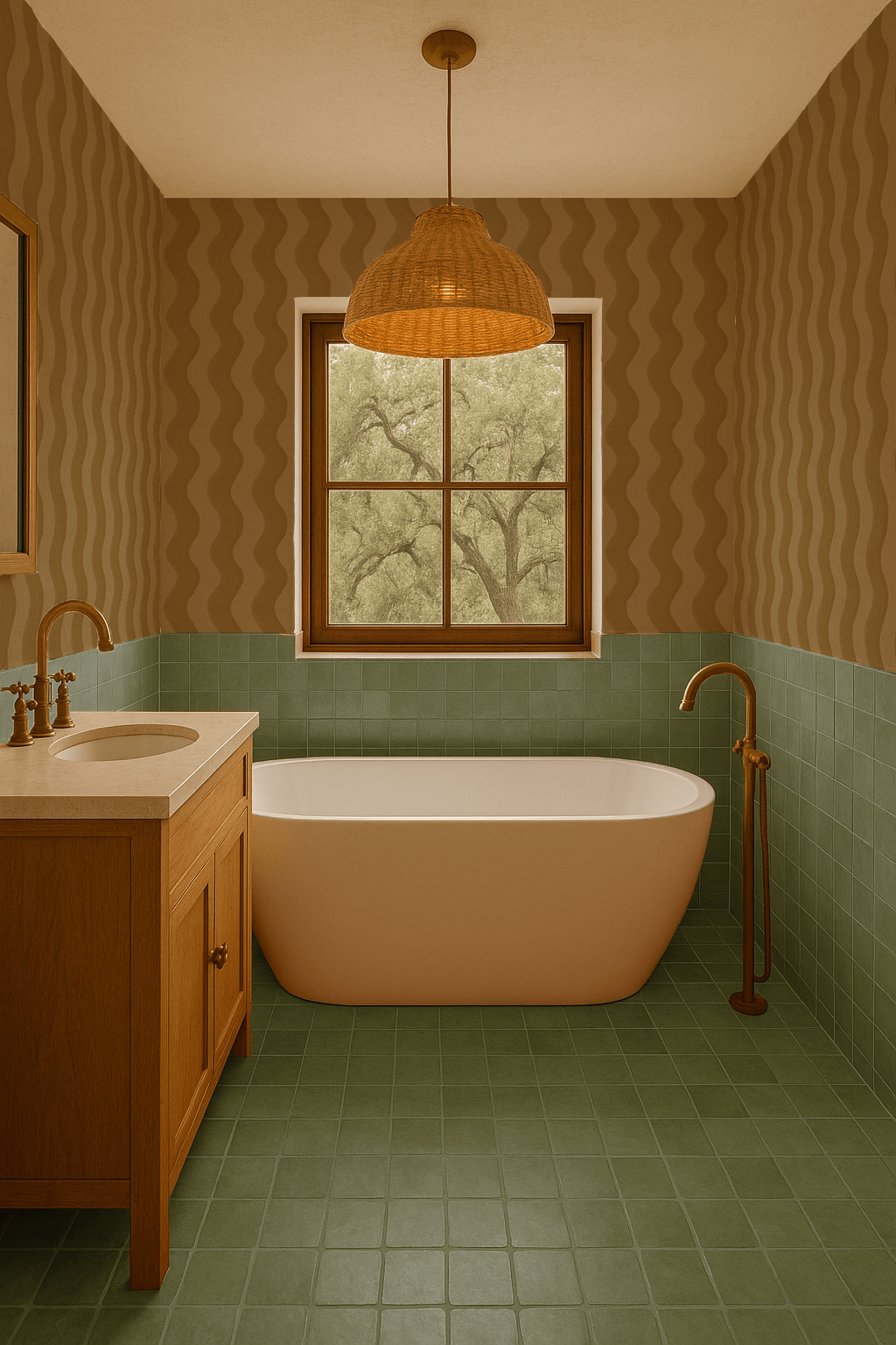 Ziggy Stripe Wallpaper, bronze - mist - mosswell.us