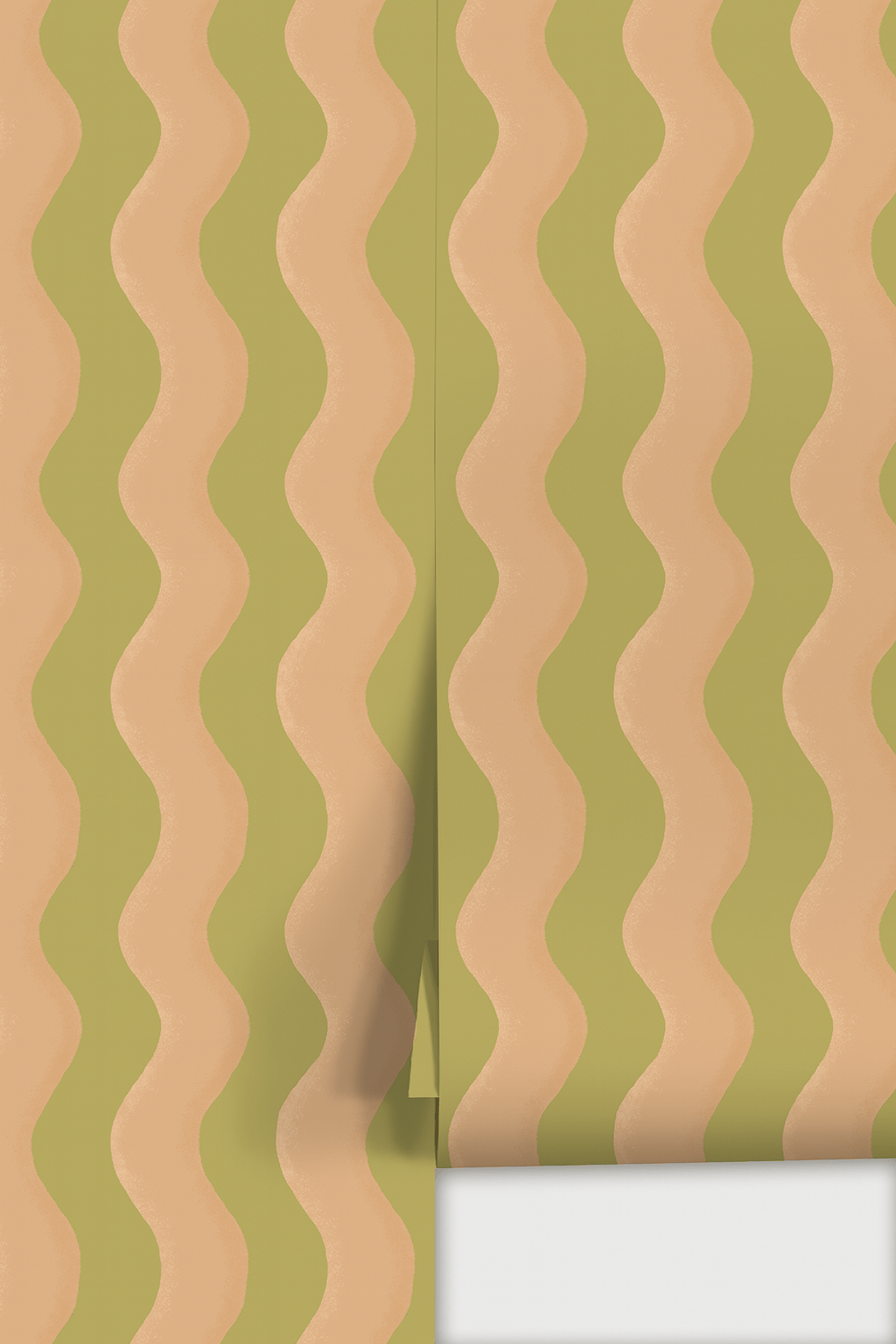 Ziggy Stripe Wallpaper, chartreuse and peach - mosswell.us