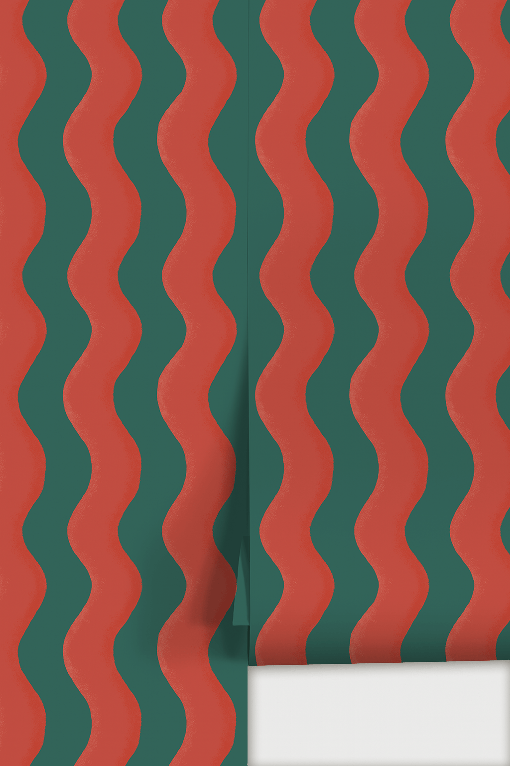 Ziggy Stripe Wallpaper, dark teal and brick red - mosswell.us
