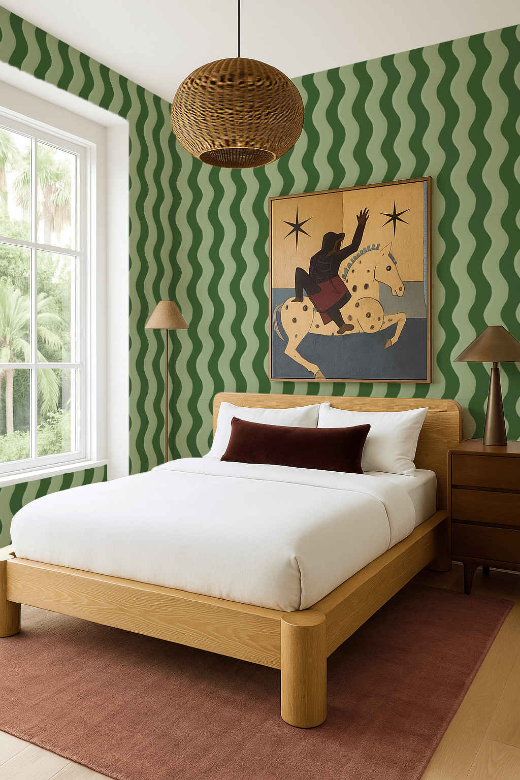 Ziggy Stripe Wallpaper, green and sage - mosswell.us