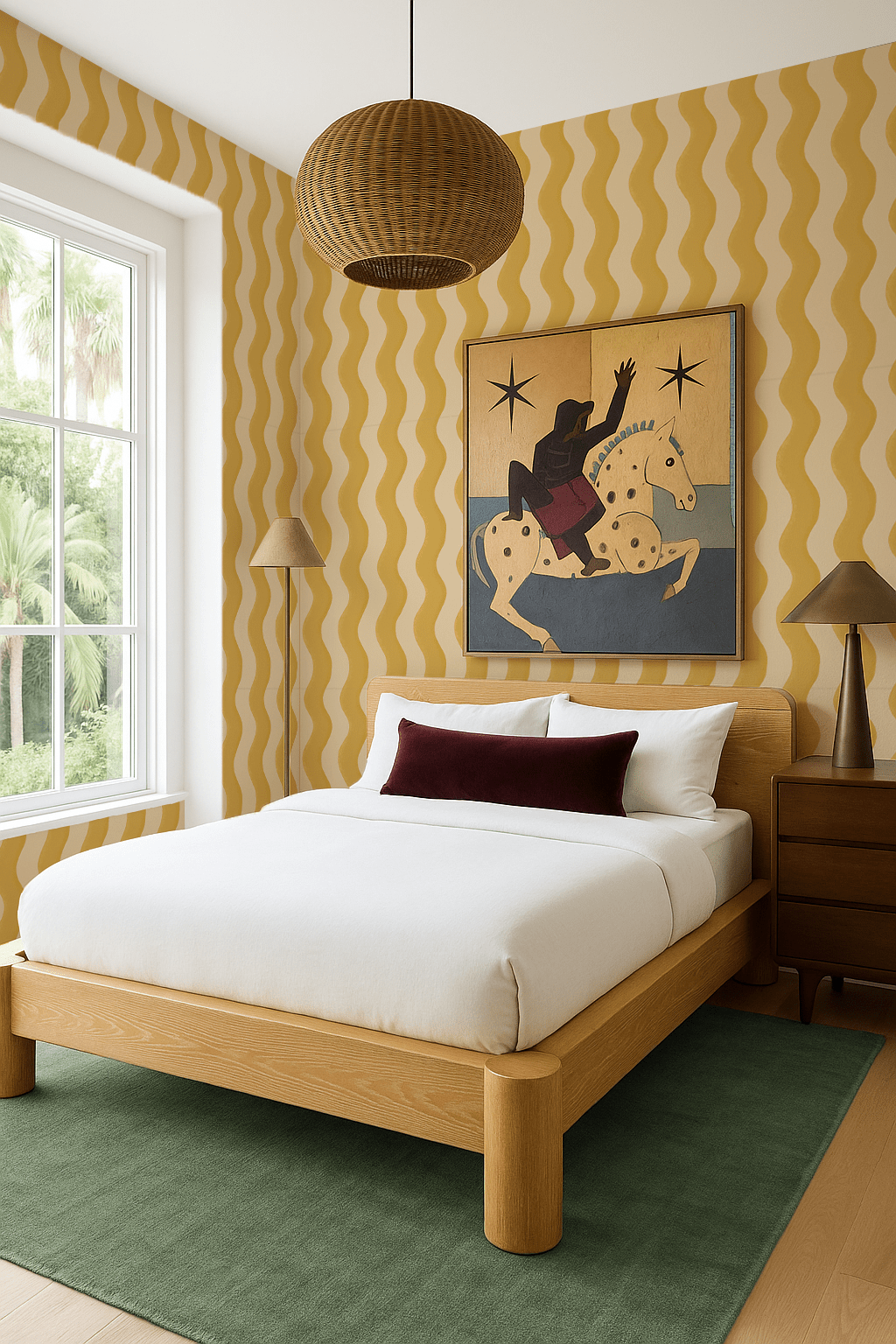 Ziggy Stripe Wallpaper, light apricot and mustard - mosswell.us