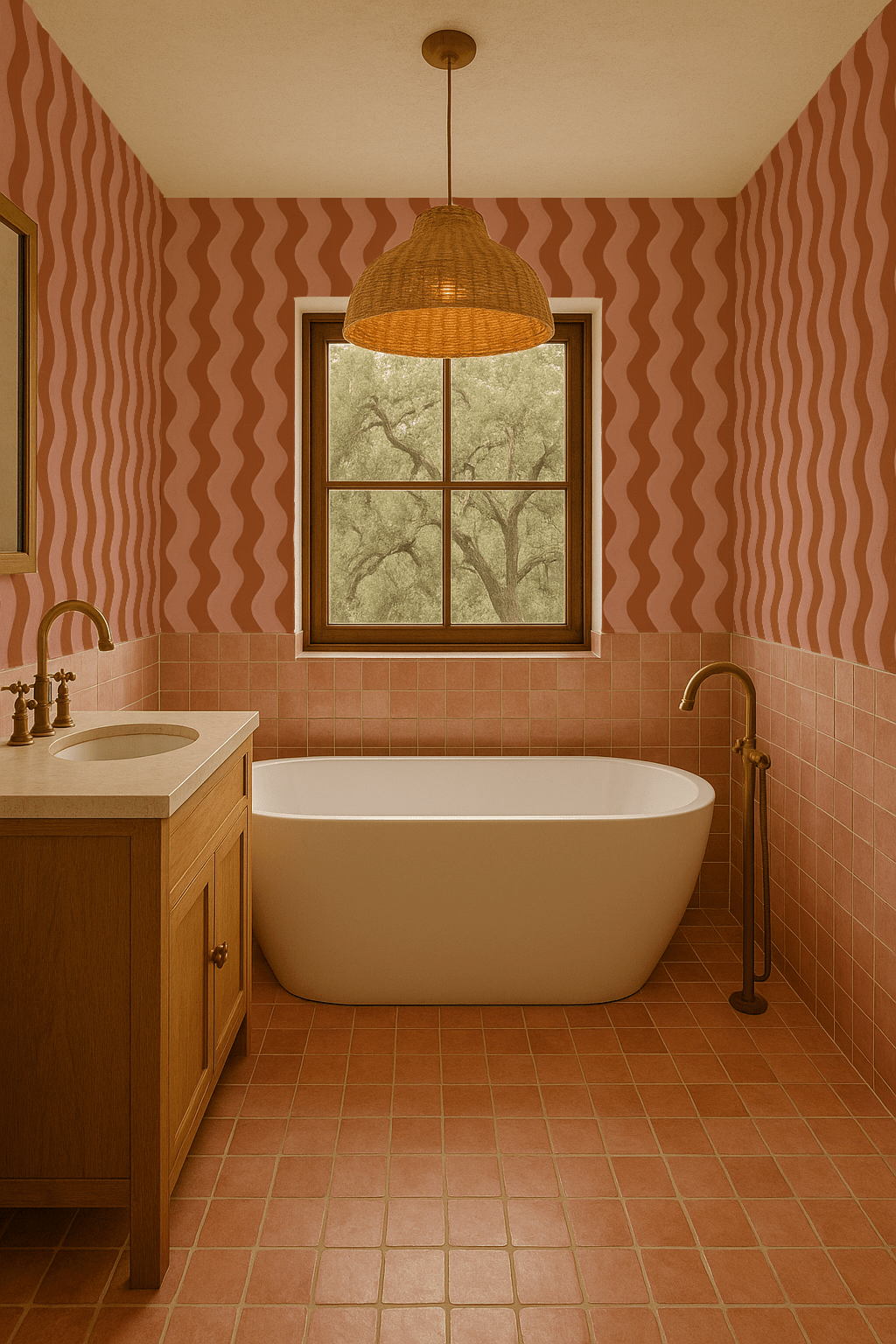 Ziggy Stripe Wallpaper, orange and pink - mosswell.us