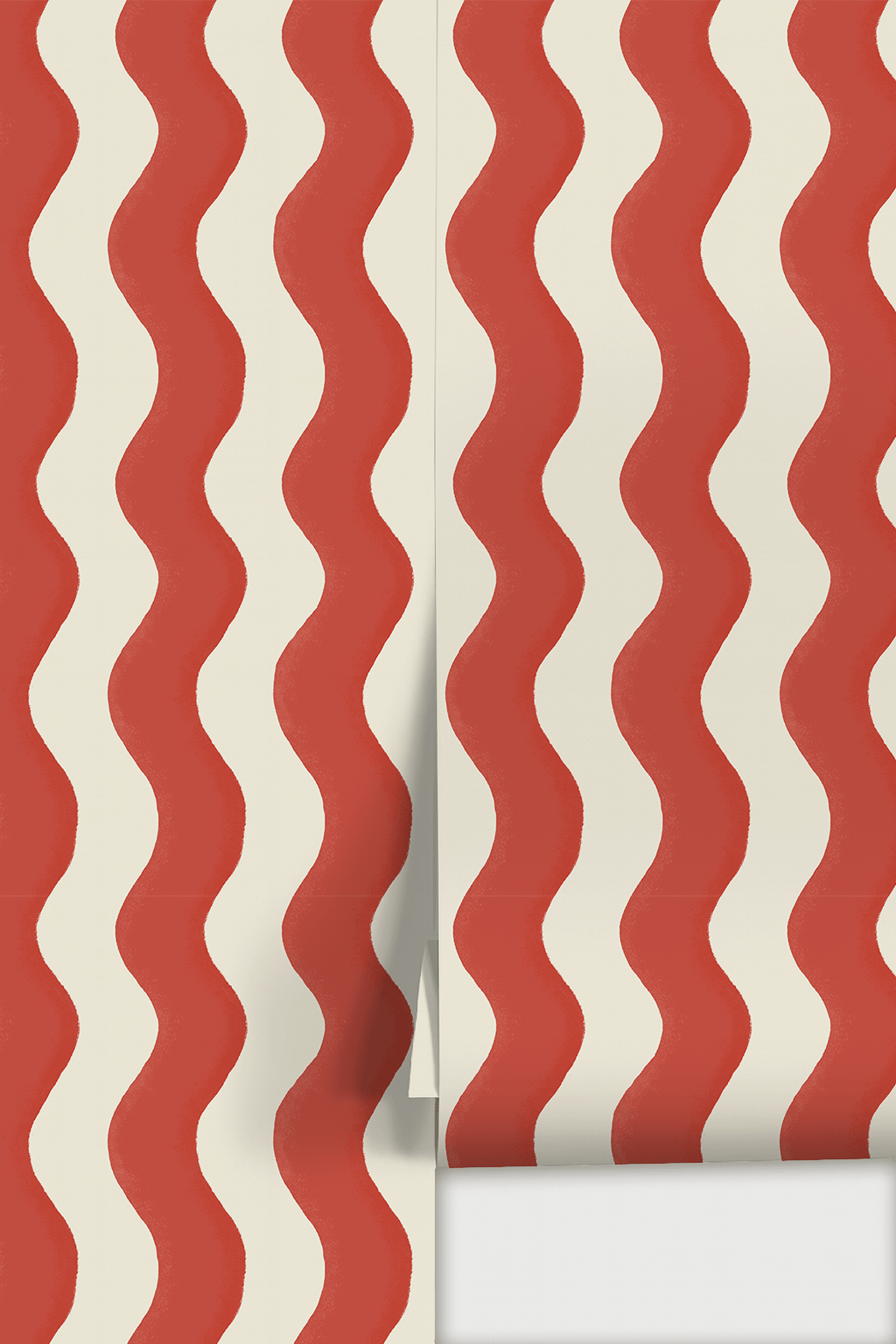 Ziggy Stripe Wallpaper, white and brick red - mosswell.us