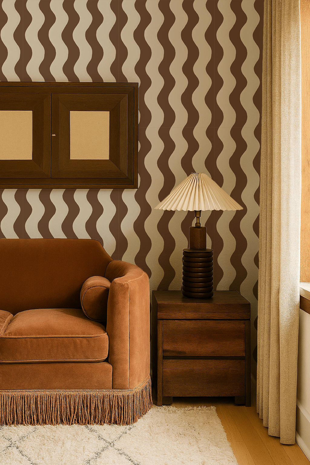 Ziggy Stripe Wallpaper, white and coco - mosswell.us