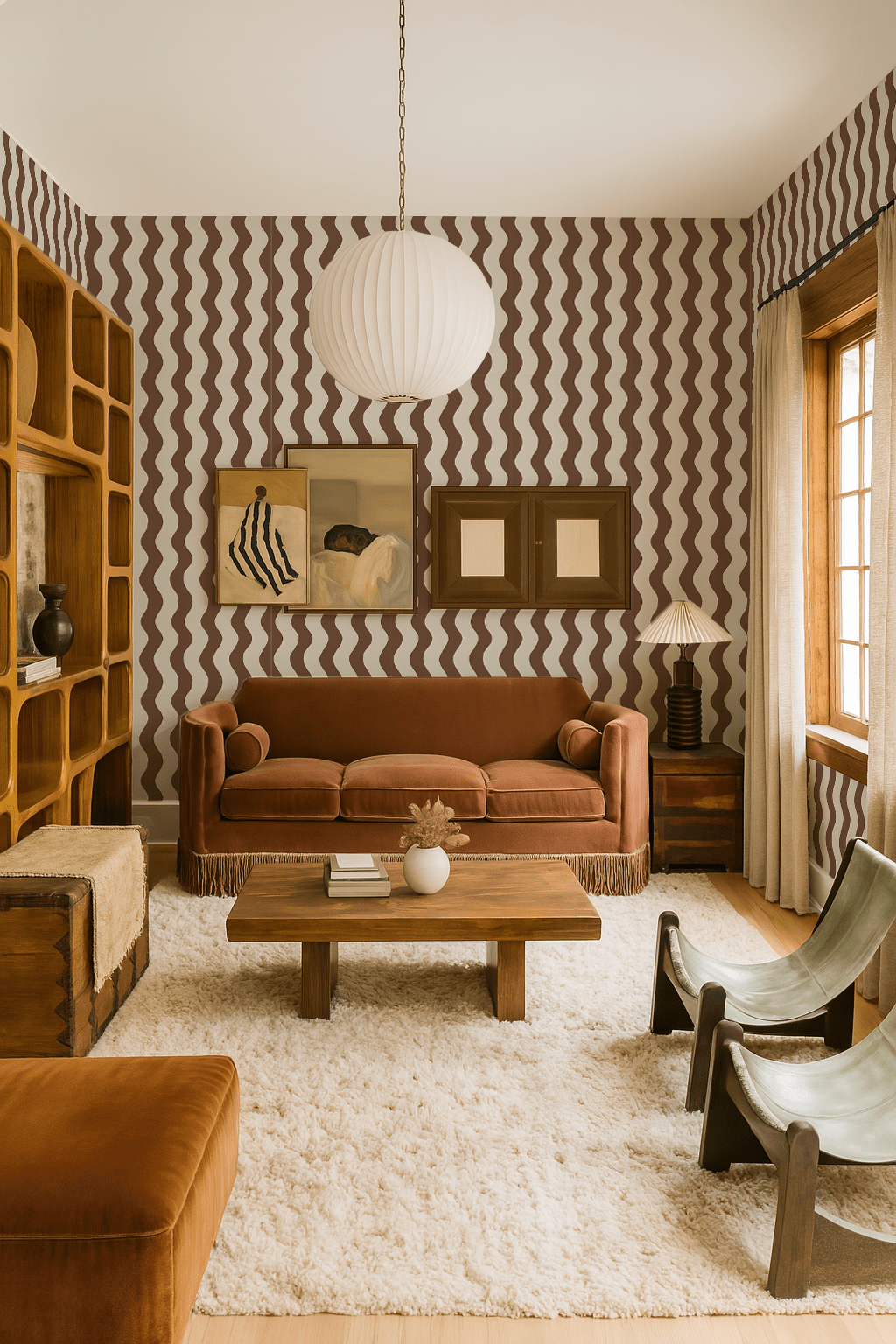 Ziggy Stripe Wallpaper, white and coco - mosswell.us