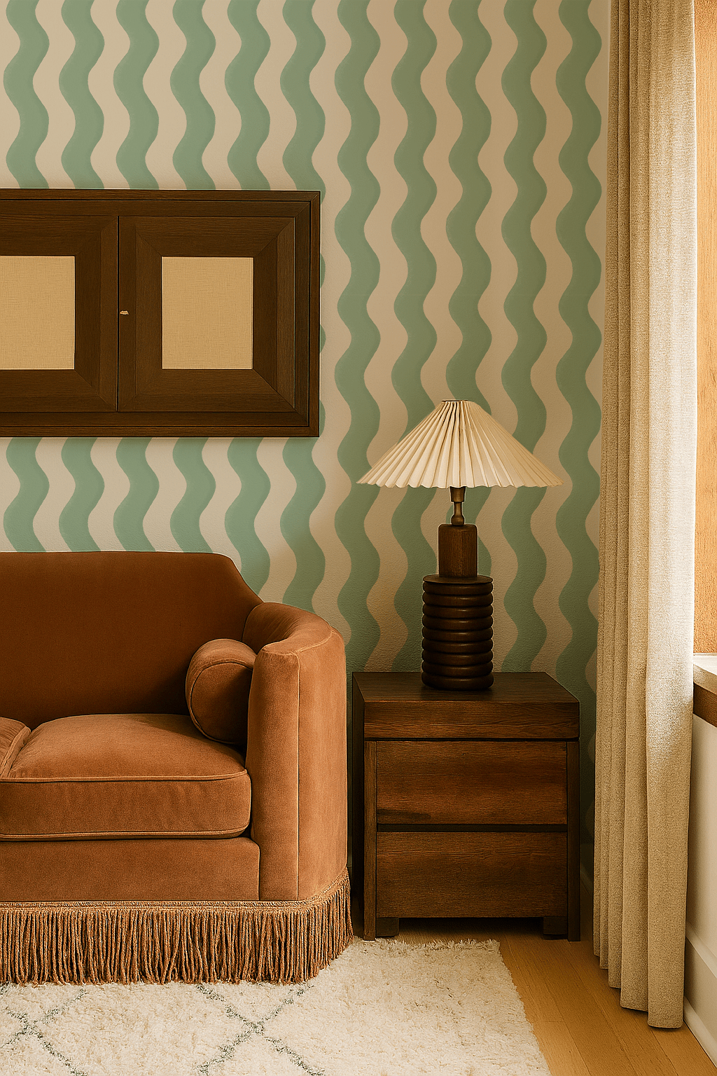 Ziggy Stripe Wallpaper, white and mint - mosswell.us