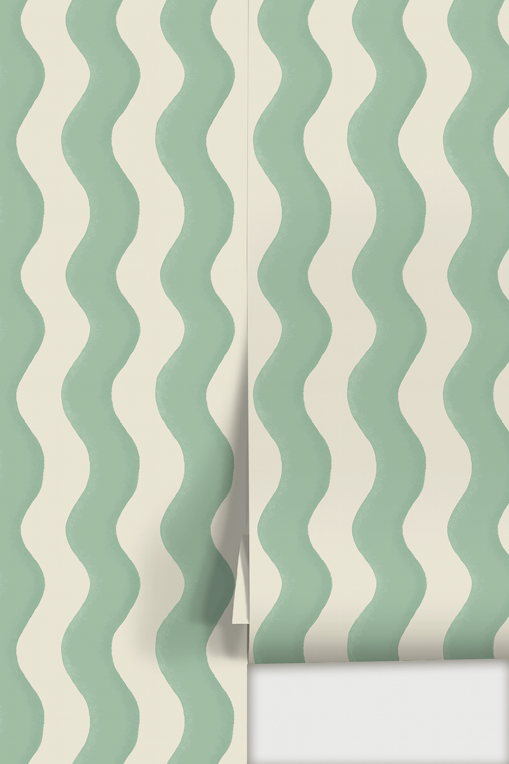 Ziggy Stripe Wallpaper, white and mint - mosswell.us