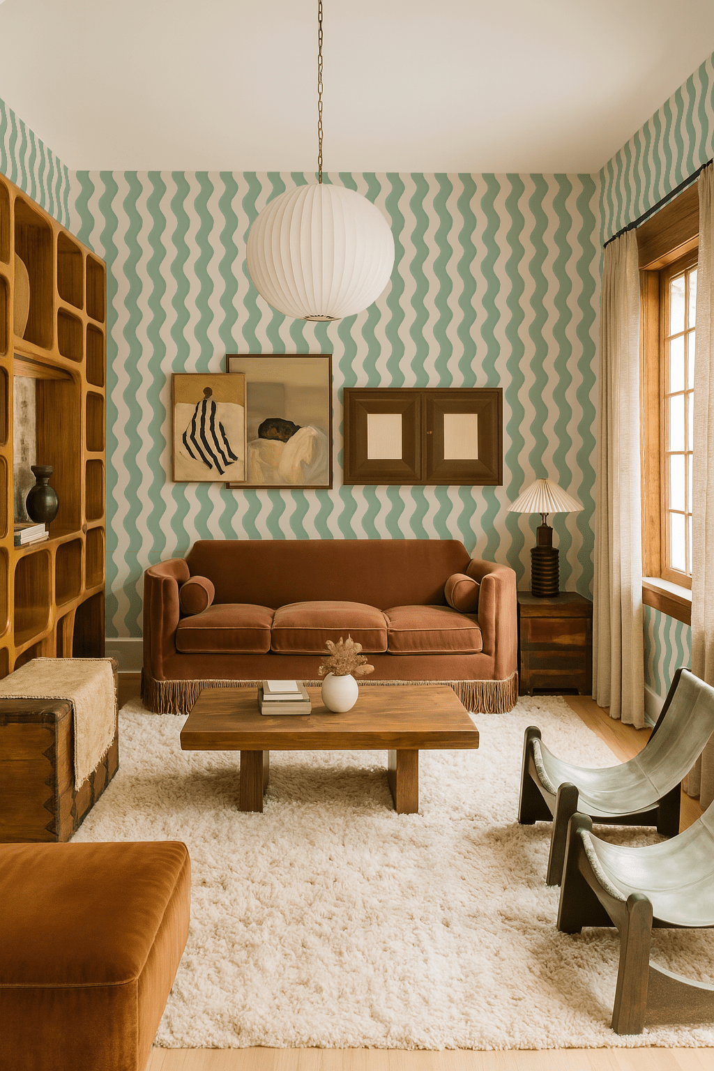 Ziggy Stripe Wallpaper, white and mint - mosswell.us
