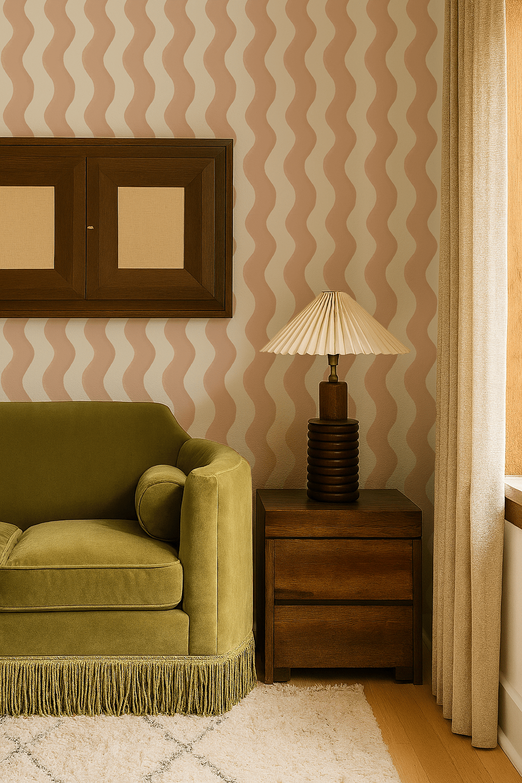 Ziggy Stripe Wallpaper, white and peach - mosswell.us