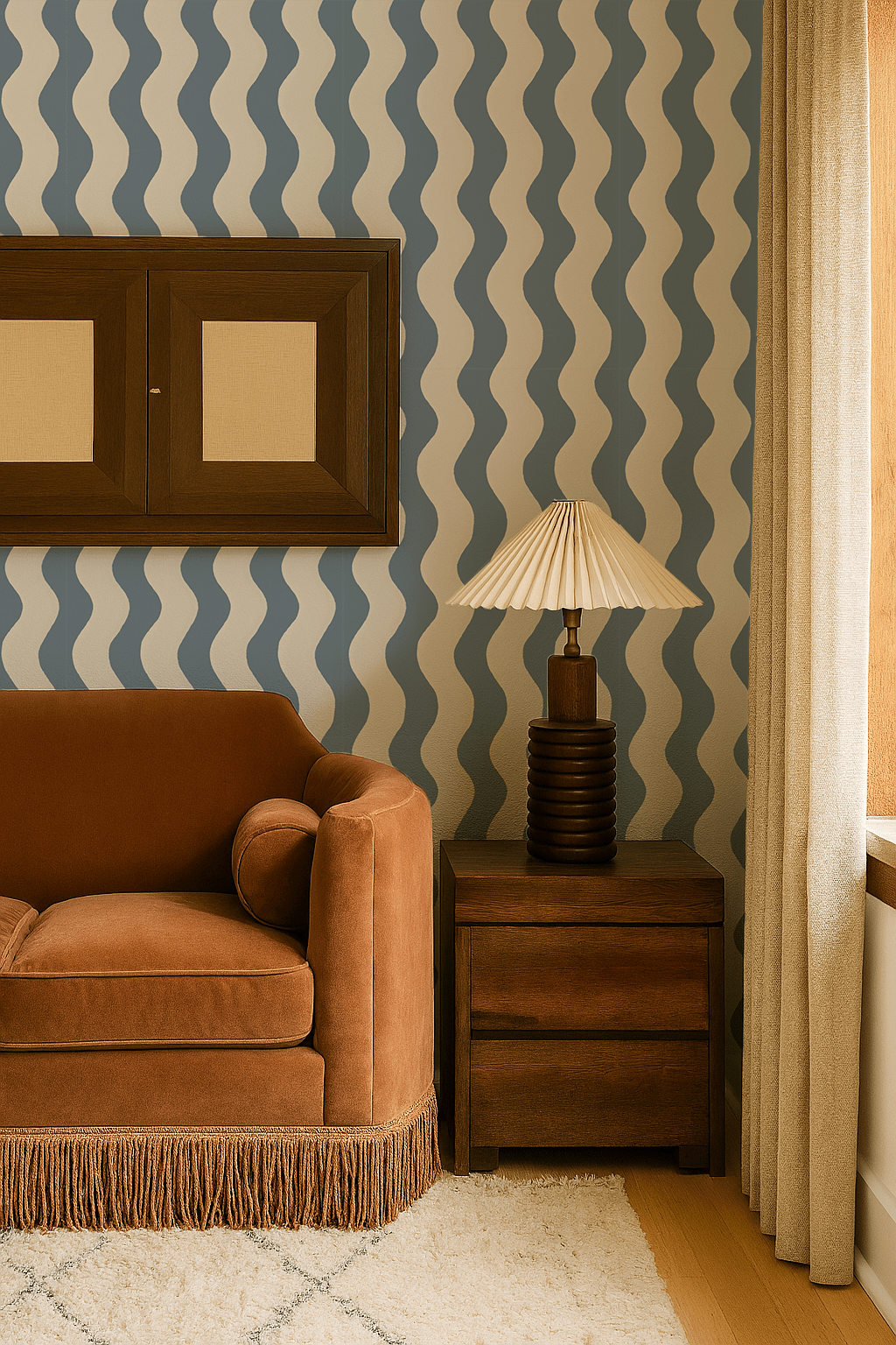 Ziggy Stripe Wallpaper, white and periwinkle - mosswell.us