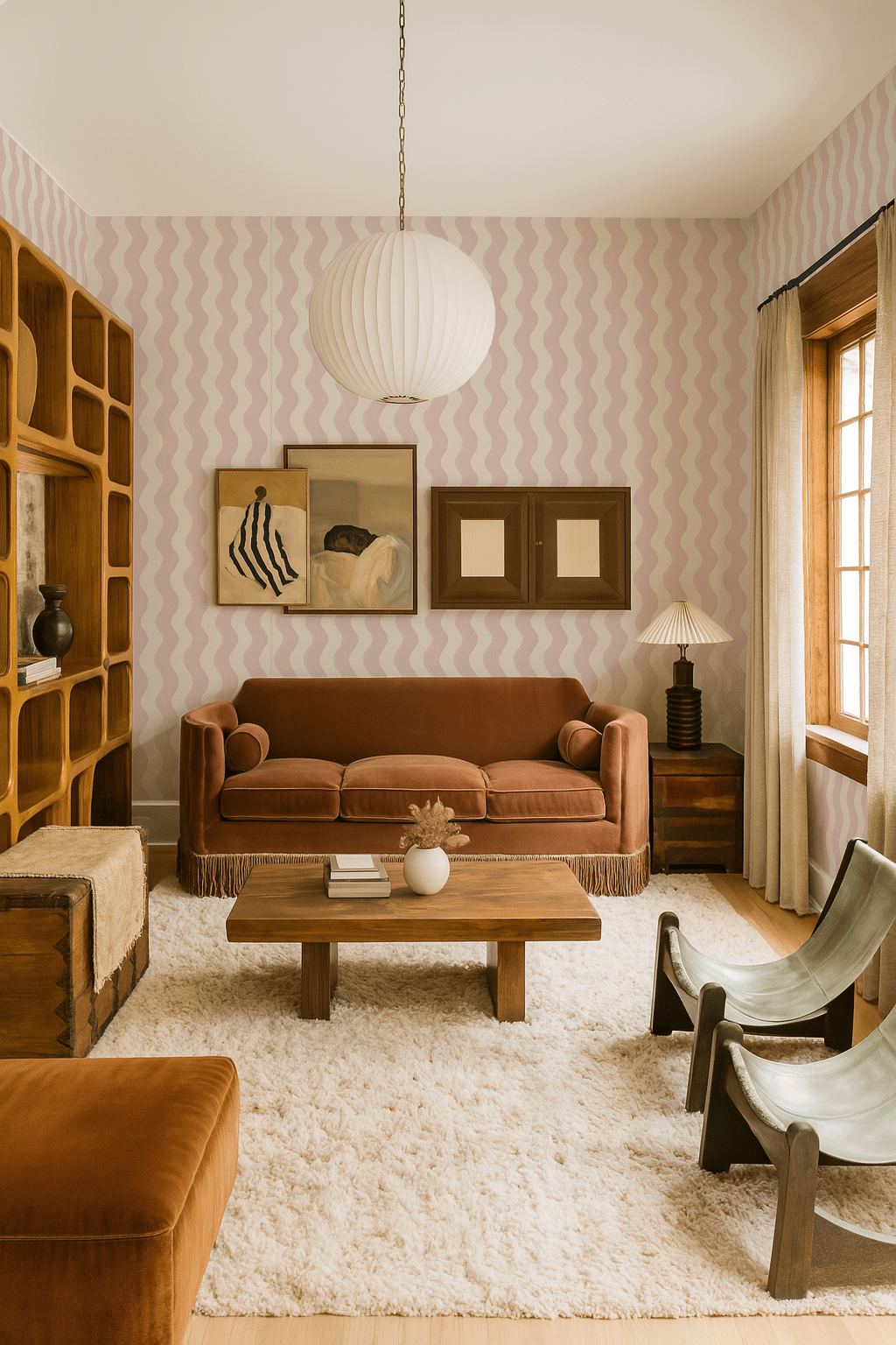 Ziggy Stripe Wallpaper, white and primrose pink - mosswell.us