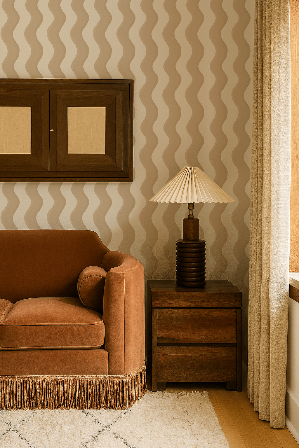Ziggy Stripe Wallpaper, white and tan - mosswell.us