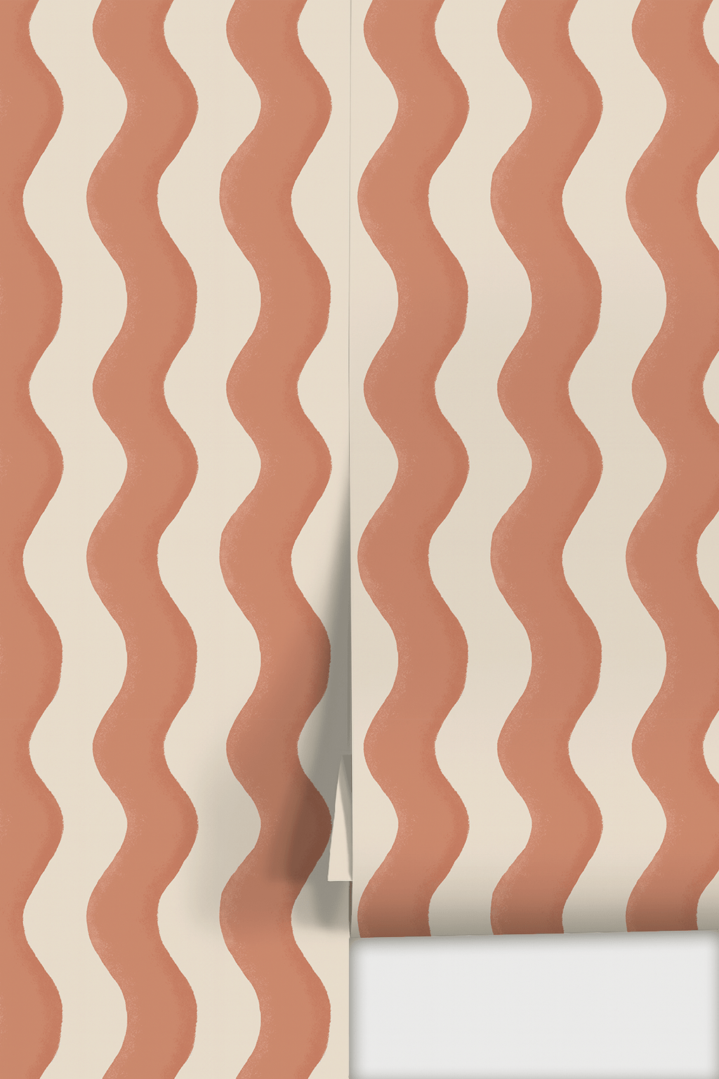 Ziggy Stripe Wallpaper, white and terra cotta - mosswell.us