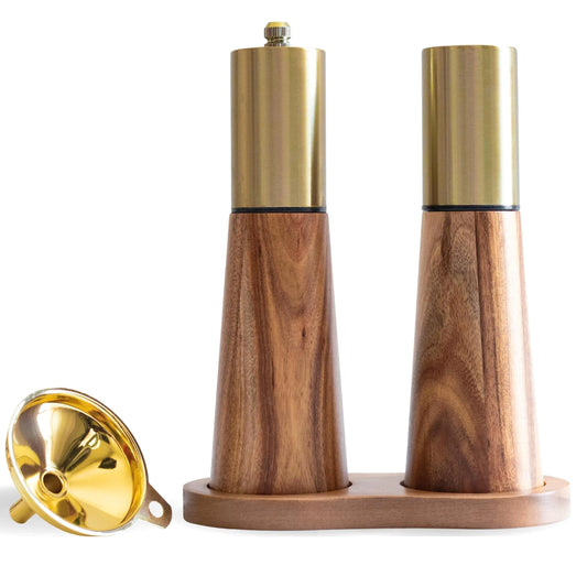 Gold Salt Shaker and Pepper Grinder SetStainless Steel Manual Salt Shaker and Pepper MillAdjustable ThicknessSuitable For KitchenBarbecuePicnic2 Packs
