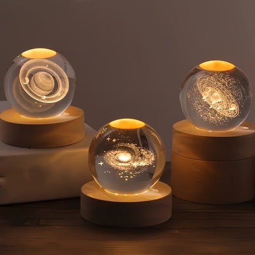 3D Galaxy Crystal Ball Night Light Warm Yellow - mosswell.us