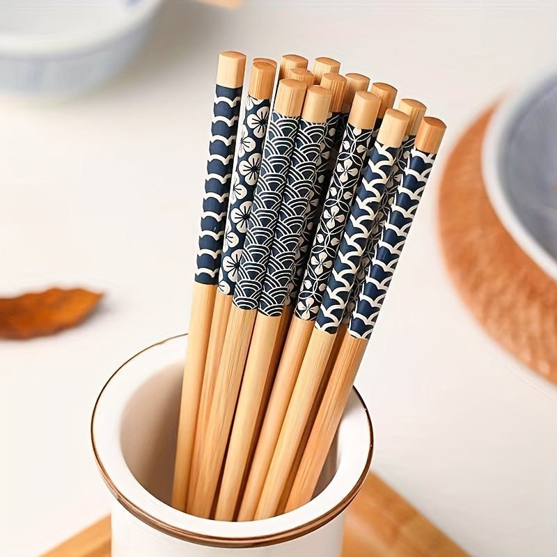 5 Pairs Premium Reusable Multicolor Nonslip Bamboo Chopsticks - mosswell.us