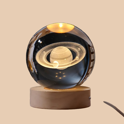 3D Galaxy Crystal Ball Night Light  Warm Yellow