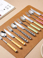 6 - Pack Modern Checkered Flatware Sets ( $4 / count ) - mosswell.us