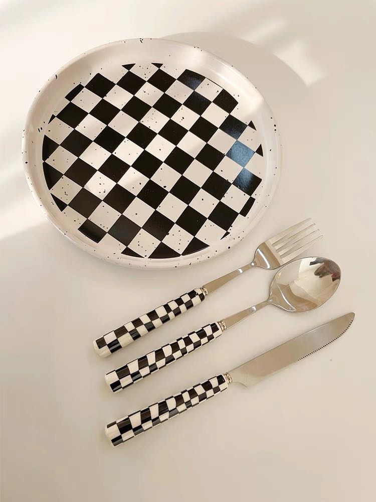 6 - Pack Modern Checkered Flatware Sets ( $4 / count ) - mosswell.us