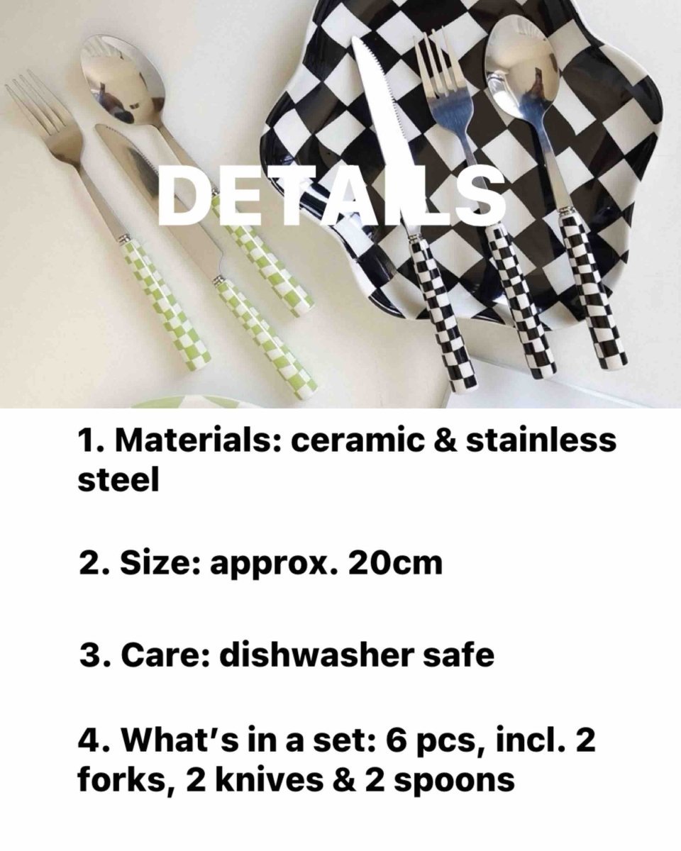 6 - Pack Modern Checkered Flatware Sets ( $4 / count ) - mosswell.us