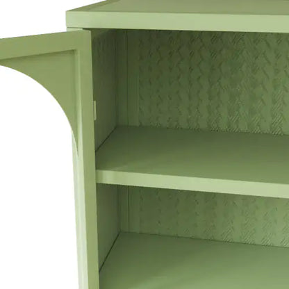 Glass Door Modern Two-door Wall Cabinet, Wall Cabinet With Characteristic Woven Pattern, Green Unavailable Platforms- Temu